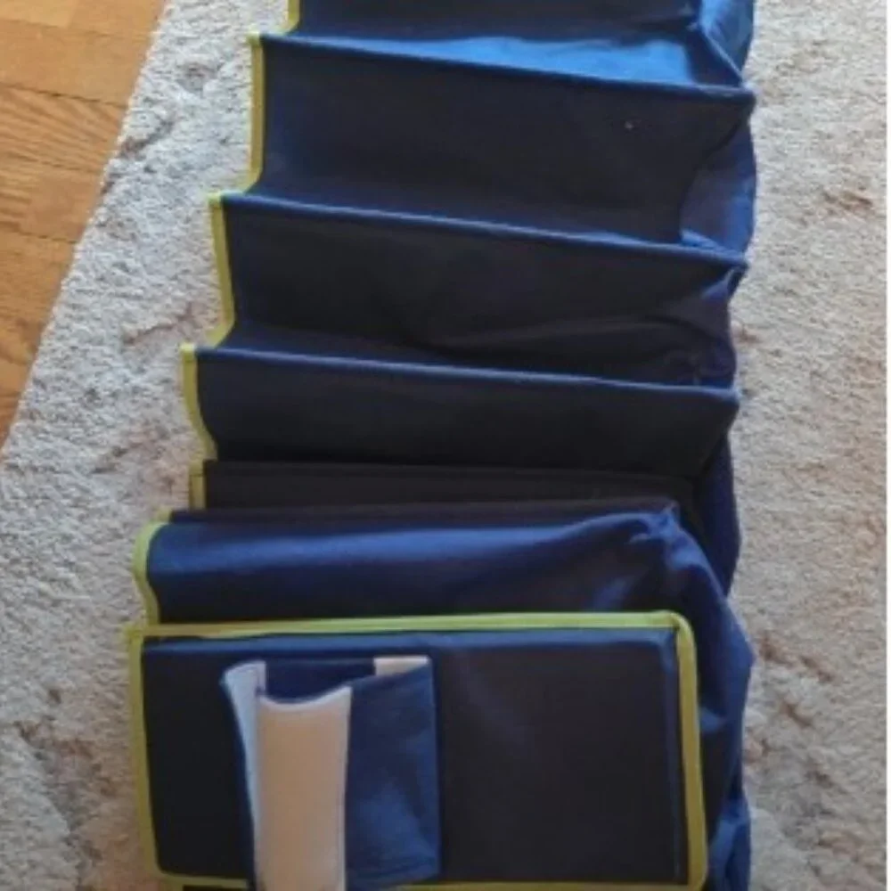 Hanging Shoe Closet Organizer | 10-Shelf | Side Pockets | Blue/Green w/Gift